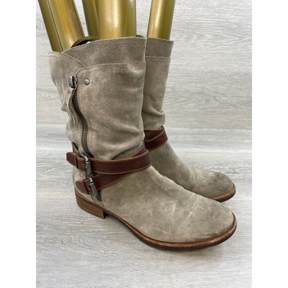Sofft Bostyn SF0007528 Women's 8.5M Brown Suede Leather Side Zip Mid-Calf Boot - Picture 1 of 11